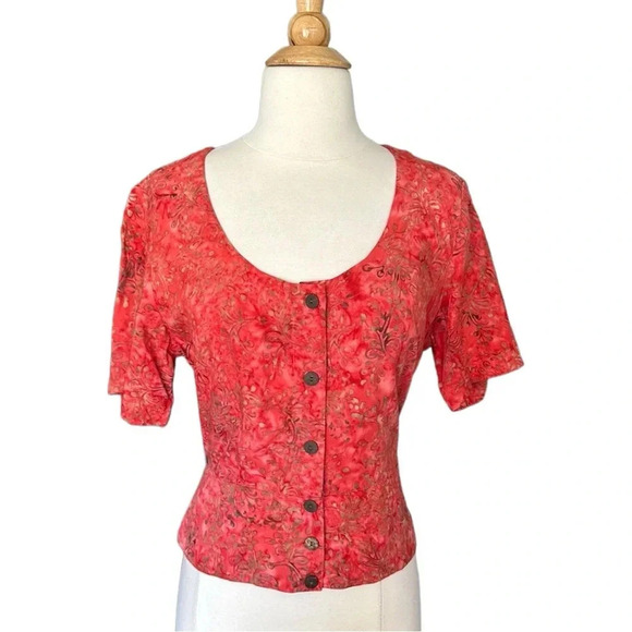 GO FISH Watercolor Art to Wear Button Up Top, S - Picture 1 of 13